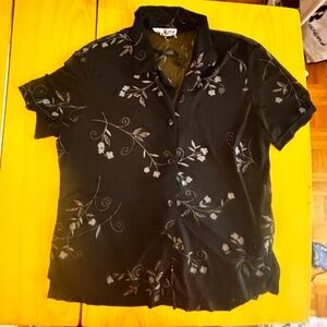 vintage 90s sheer short sleeve button up floral print